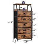 5-Drawer Vertical Fabric Dresser and Storage Tower