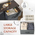 6-Drawer Fabric Dresser with Storage Bins - Dark Grey