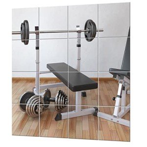 Large Frameless Gym Wall Mirror Tiles - 16PCS