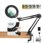 10X Magnifying Glass with Light and Clamp