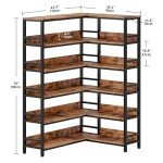 Industrial 6-Tier Corner Bookshelf with Metal Frame