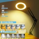 10X Magnifying Glass with Light and Clamp
