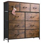9-Drawer Rustic Fabric Storage Tower Dresser
