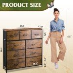 9-Drawer Rustic Fabric Storage Tower Dresser