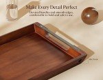 Acacia Wood Serving Tray with Metal Handles
