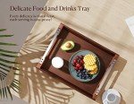 Acacia Wood Serving Tray with Metal Handles
