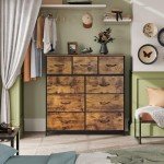 9-Drawer Rustic Fabric Storage Tower Dresser