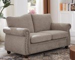 ONBRILL 66-Inch Beige Nailhead Loveseat Couch