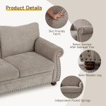 ONBRILL 66-Inch Beige Nailhead Loveseat Couch