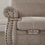 ONBRILL 66-Inch Beige Nailhead Loveseat Couch