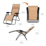 Beige Adjustable Folding Lounge Chair with Pillow