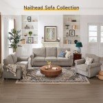 ONBRILL 66-Inch Beige Nailhead Loveseat Couch