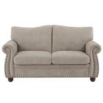 ONBRILL 66-Inch Beige Nailhead Loveseat Couch