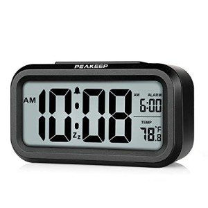 Peakeep Black Battery Operated Night Light Alarm Clock