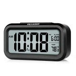 Peakeep Black Battery Operated Night Light Alarm Clock