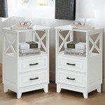 Rustic Tall Nightstand Set of 2 - White