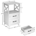 Rustic Tall Nightstand Set of 2 - White