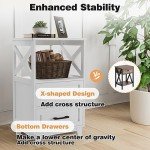 Rustic Tall Nightstand Set of 2 - White