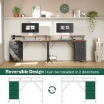 47-Inch Rustic Brown Computer Desk with LED Lights