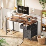 47-Inch Rustic Brown Computer Desk with LED Lights
