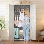 70" Farmhouse Armoire Wardrobe with Barn Doors