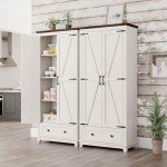 Farmhouse Kitchen Pantry Cabinet with Barn Doors