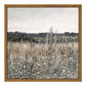 Vintage Meadow Floral Canvas Wall Art 9"x9