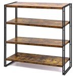 4-Tier Industrial Wood and Metal Bookshelf
