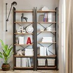 6-Tier Vintage Industrial Ladder Bookshelf