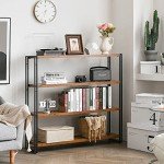 4-Tier Industrial Wood and Metal Bookshelf
