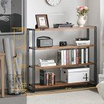 4-Tier Industrial Wood and Metal Bookshelf