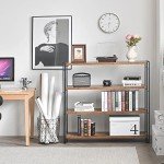 4-Tier Industrial Wood and Metal Bookshelf