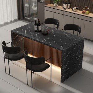 Large 63" LED Imitation Marble Dining Table