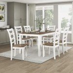 7-Piece Solid Wood Dining Table Set for 6
