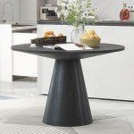 Merax Retro Round Dining Table in Black
