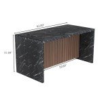 Large 63" LED Imitation Marble Dining Table