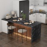 Large 63" LED Imitation Marble Dining Table