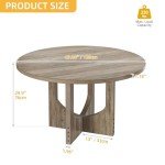 Rustic Round Dining Table for 4-6 People