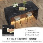 Large 63" LED Imitation Marble Dining Table