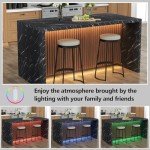 Large 63" LED Imitation Marble Dining Table