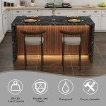 Large 63" LED Imitation Marble Dining Table