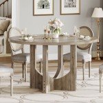 Rustic Round Dining Table for 4-6 People