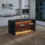 Large 63" LED Imitation Marble Dining Table
