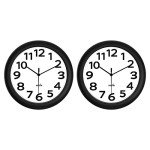 2 Pack Silent 10 Inch Wall Clocks, Black