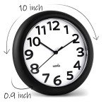2 Pack Silent 10 Inch Wall Clocks, Black