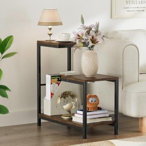 Venkuber G-Shaped Rustic Brown End Table