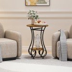 Small Round Side Table with Lower Shelf