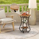 Small Round Side Table with Lower Shelf