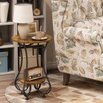Small Round Side Table with Lower Shelf
