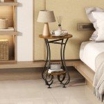 Small Round Side Table with Lower Shelf